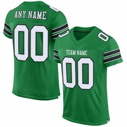 Custom Kelly Green White-Black Mesh Authentic Football Jersey