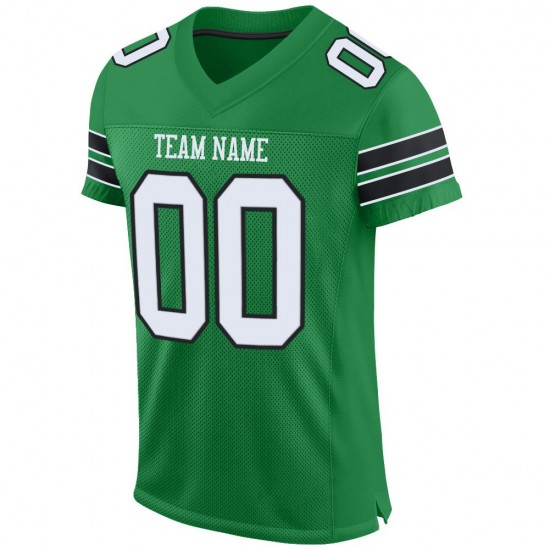 Custom Kelly Green White-Black Mesh Authentic Football Jersey