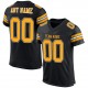 Custom Black Gold-White Mesh Authentic Football Jersey