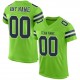 Custom Neon Green Navy-White Mesh Authentic Football Jersey