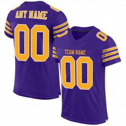 Custom Purple Gold-White Mesh Authentic Football Jersey