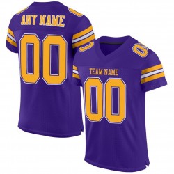 Custom Purple Gold-White Mesh Authentic Football Jersey