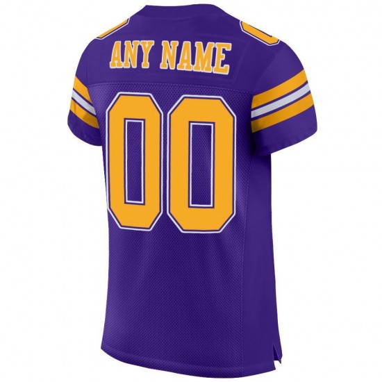 Custom Purple Gold-White Mesh Authentic Football Jersey