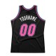 Custom Black Pink-Light Blue Authentic Throwback Basketball Jersey