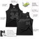 Custom Black Black-Silver Gray Authentic Throwback Basketball Jersey