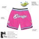 Custom Pink White-Light Blue Authentic Throwback Basketball Shorts