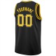 Custom Black Gold-White Round Neck Rib-Knit Basketball Jersey