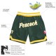 Custom Hunter Green White-Gold Authentic Throwback Basketball Shorts