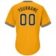 Custom Gold Black-White Authentic Throwback Rib-Knit Baseball Jersey Shirt