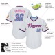 Custom White Light Blue-Pink Authentic Throwback Rib-Knit Baseball Jersey Shirt