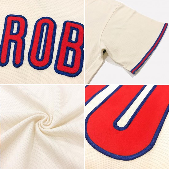 Custom Cream Red-Black Authentic Throwback Rib-Knit Baseball Jersey Shirt