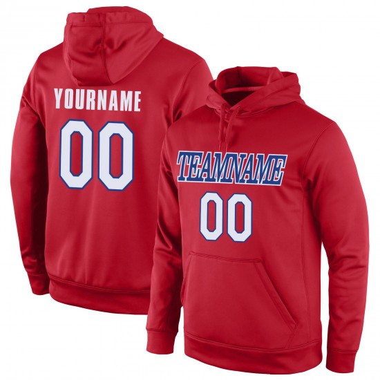 Custom Stitched Red White-Royal Sports Pullover Sweatshirt Hoodie