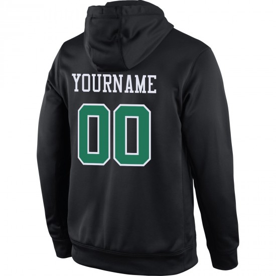 Custom Stitched Black Kelly Green-White Sports Pullover Sweatshirt Hoodie