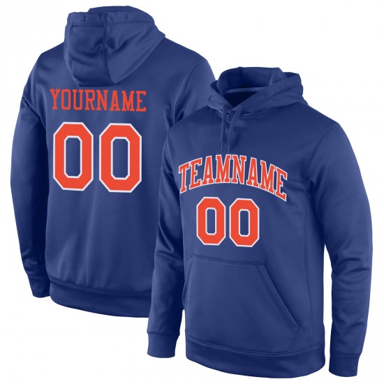 Custom Stitched Royal Orange-White Sports Pullover Sweatshirt Hoodie