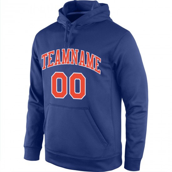 Custom Stitched Royal Orange-White Sports Pullover Sweatshirt Hoodie