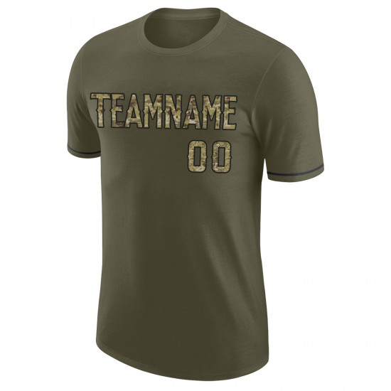 Custom Olive Camo-Black Salute To Service Performance T-Shirt