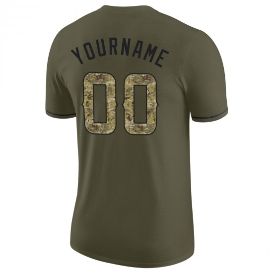 Custom Olive Camo-Black Salute To Service Performance T-Shirt