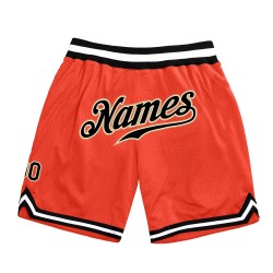 Custom Orange Black-Old Gold Authentic Throwback Basketball Shorts