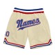 Custom Cream Royal-Red Authentic Throwback Basketball Shorts