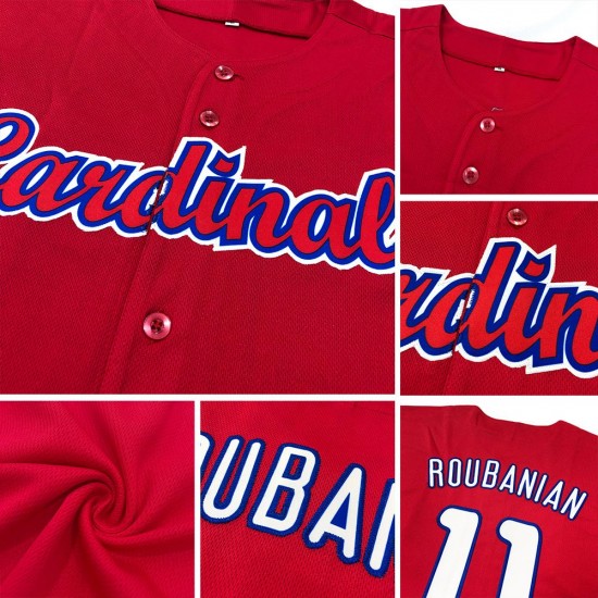 Custom Red White-Black Authentic Baseball Jersey