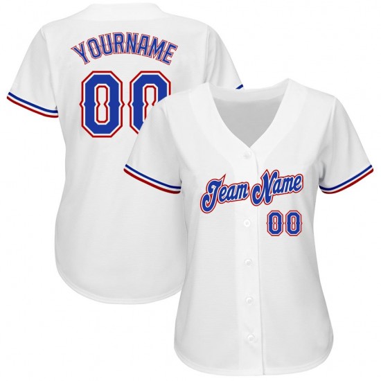 Custom White Royal-Red Authentic Baseball Jersey