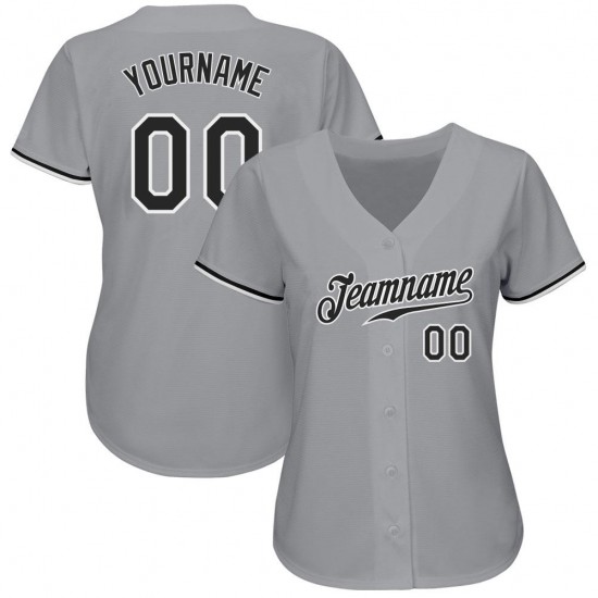 Custom Gray Black-White Authentic Baseball Jersey