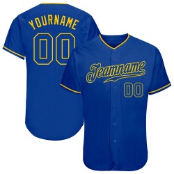 Custom Royal Royal-Gold Authentic Baseball Jersey