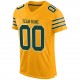 Custom Gold Green-White Mesh Authentic Football Jersey