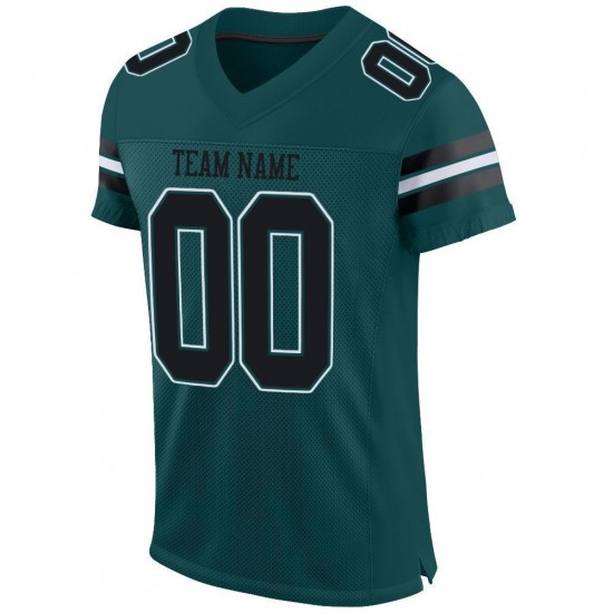 Custom Midnight Green Black-White Mesh Authentic Football Jersey