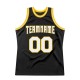 Custom Black White-Gold Authentic Throwback Basketball Jersey