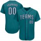 Custom Aqua Gray-Navy Authentic Baseball Jersey