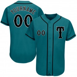 Custom Aqua Black-Gray Authentic Baseball Jersey