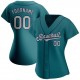 Custom Aqua Gray-Navy Authentic Baseball Jersey