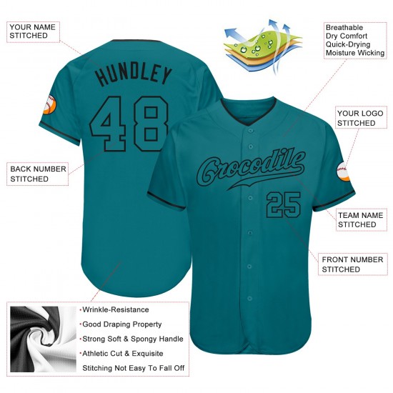 Custom Aqua Aqua-Black Authentic Baseball Jersey