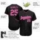 Custom Black Pink-White Authentic Baseball Jersey