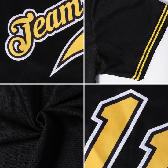 Custom Black Old Gold-White Authentic Baseball Jersey