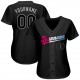 Custom Black Black-Pink Authentic Baseball Jersey