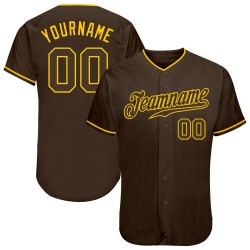 Custom Brown Gold Authentic Baseball Jersey