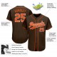 Custom Brown Orange-White Authentic Baseball Jersey