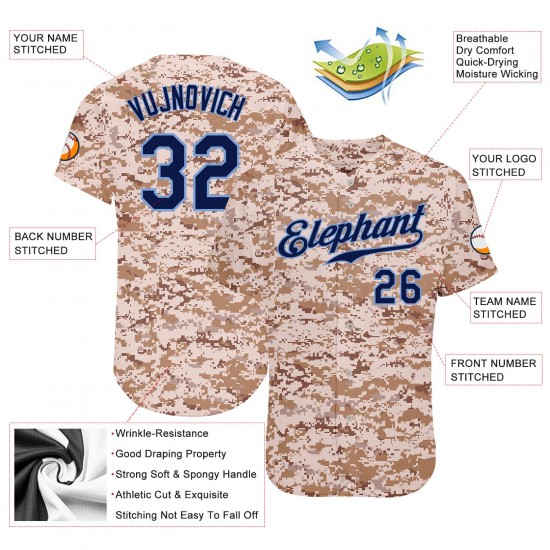 Custom Camo Navy-Powder Blue Authentic Baseball Jersey