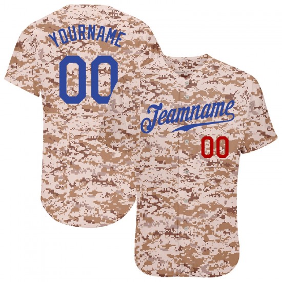 Custom Camo Royal-Red Authentic Baseball Jersey