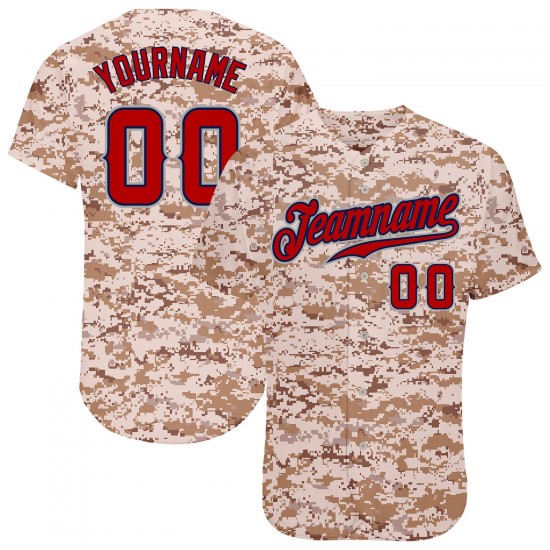 Custom Camo Red-Navy Authentic Baseball Jersey