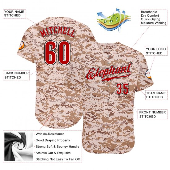 Custom Camo Red-Black Authentic Baseball Jersey