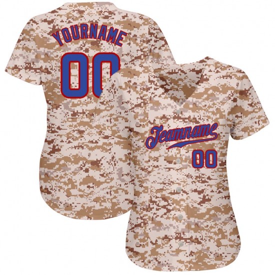 Custom Camo Royal-Red Authentic Baseball Jersey