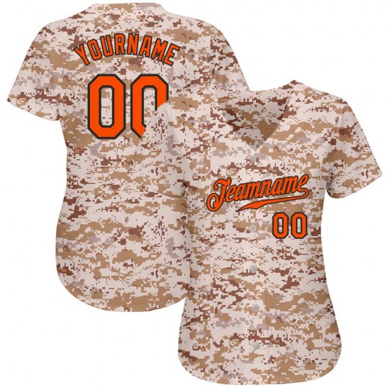 Custom Camo Orange-Black Authentic Baseball Jersey