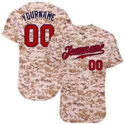 Custom Camo Red-Navy Authentic Baseball Jersey