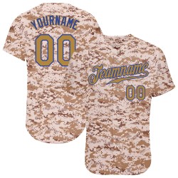 Custom Camo Old Gold-Royal Authentic Baseball Jersey