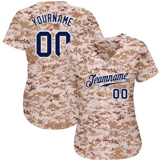 Custom Camo Navy-White Authentic Baseball Jersey