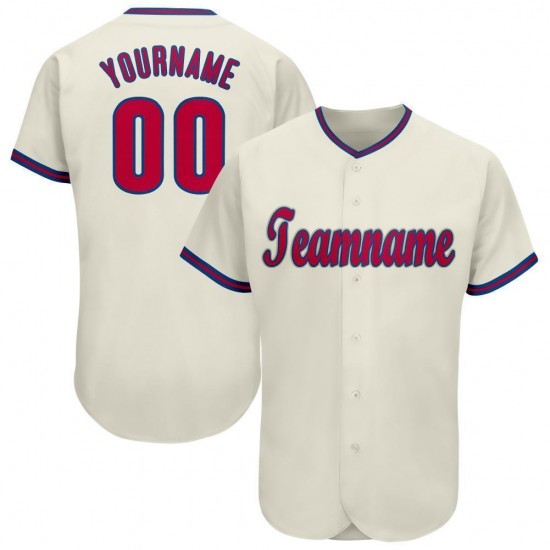 Custom Cream Red-Royal Baseball Jersey