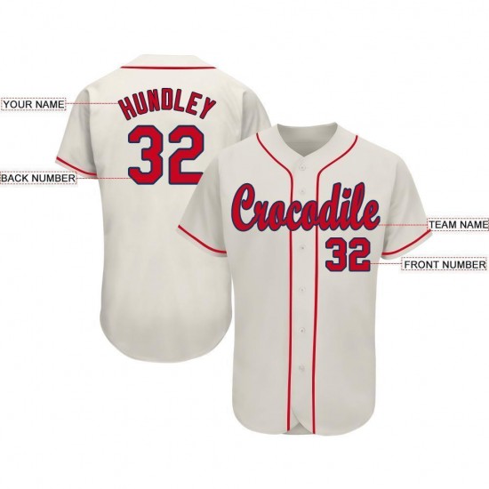 Custom Cream Red-Navy Baseball Jersey